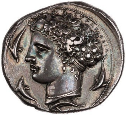 10 Drachm (decadrachm) with Arethusa 10 Drachm (decadrachm) with Arethusa